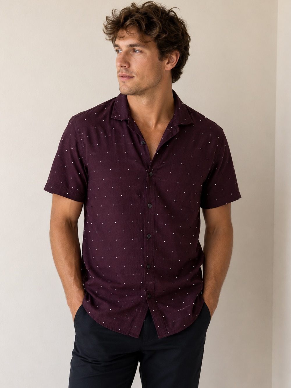 Denim & Flower Burgundy Button Down Shirt